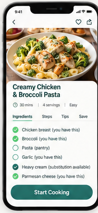 AnyDayEats recipe cooking screen