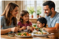 A family sharing an everyday meal at home