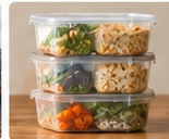 Prepared food stored in containers